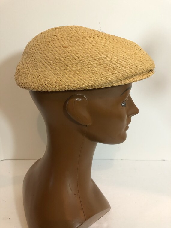 Vintage Woven Straw Newsboy Cap Driving Cap Gem