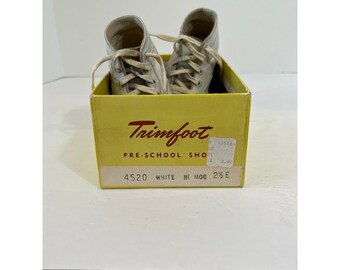ヴィンテージ ベビー 幼児用 ファーストシューズ 2 1/2インチ ホワイトレザー 箱付き