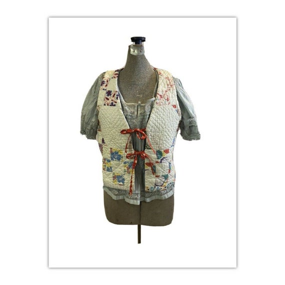 Vintage Quilt Vest Cotton Patchwork OOAK