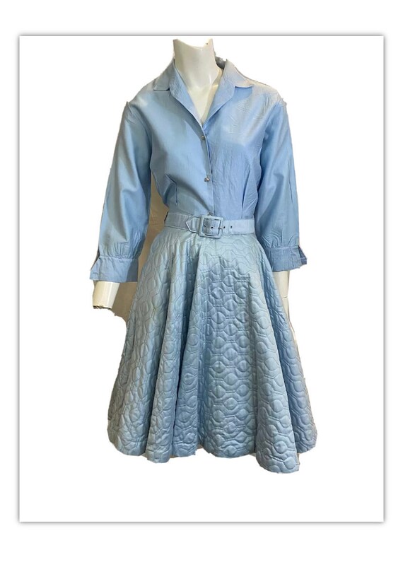 Vintage Quilted Skirt Set Blue