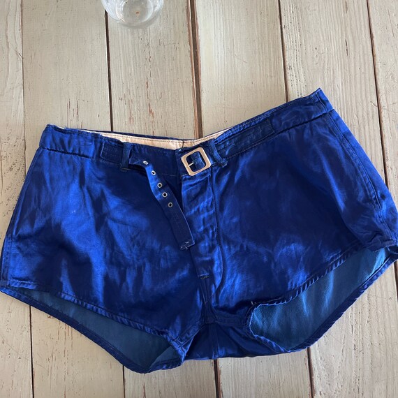 Vintage 40s BLUE satin athletic shorts BY Wilson … - image 1