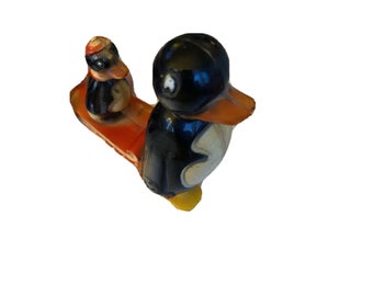 Vintage celluloid Toy PENGUIN Animal Push Toy Penguin