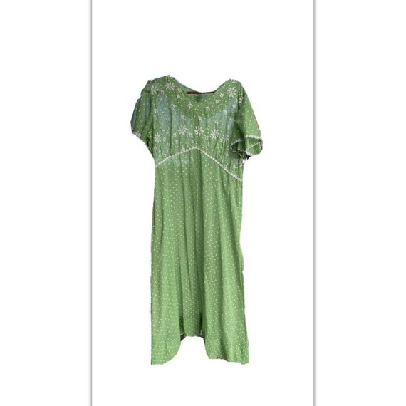 Vintage 60s Grass green Renfaire Dress Sheer Gree… - image 3