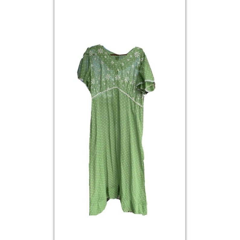 Vintage 60s Green Voile Maxi Dress