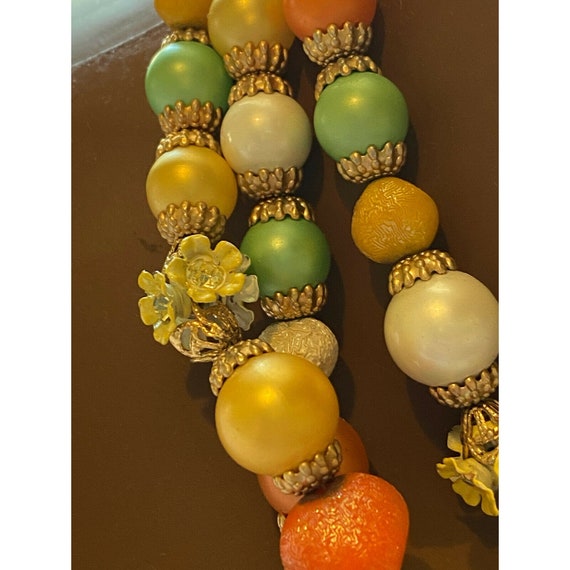Vintage 60s Multi Strand Beaded Necklace Tropical… - image 3