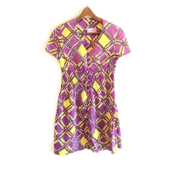 Vintage 1970s Polyester Novelty Print Dress