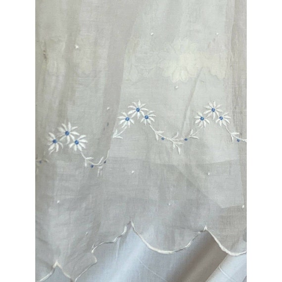 Antique Victorian White Tea Dress Blue Floral Embroid… Gem