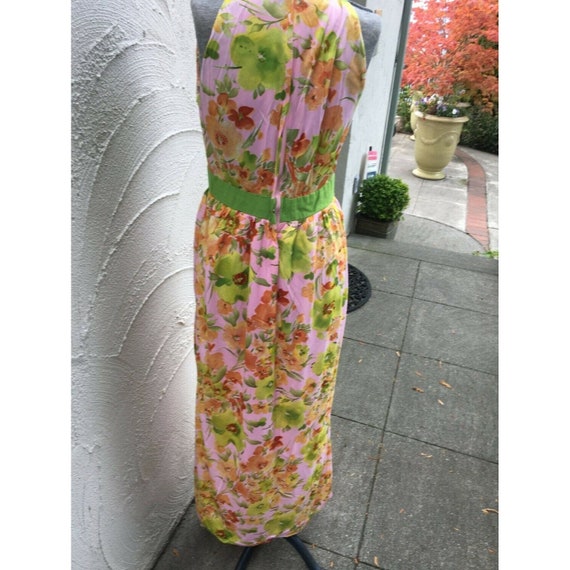 Vintage 60s Hawaiian style print pink floral Maxi - image 6