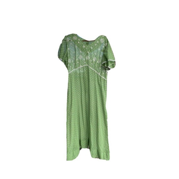 Vintage 60s Grass green Renfaire Dress Sheer Gree… - image 2