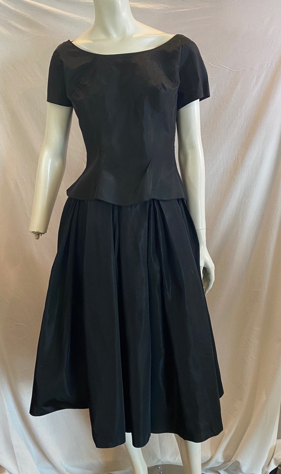 Vintage 40s Black Full skirt & jacket Chumley by … - image 6