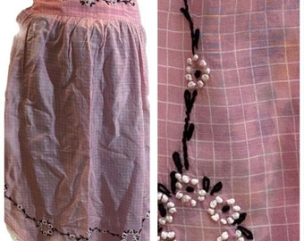 レトロ ヴィンテージ 50 年代スタイル フルエプロン / ピニー - ピンク