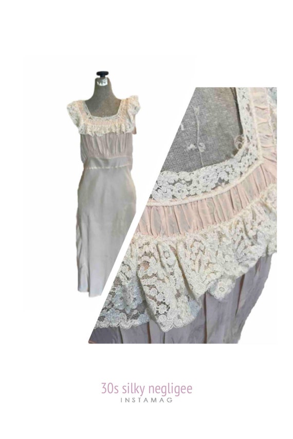 SHIRLEY RAY, vintage 1940s nightgown, Shiny baby pink bias cut rayon slip dress, full length