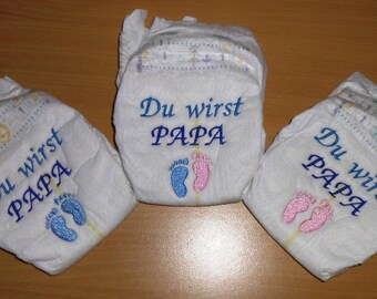 bestickte Windel (Pampers) - Du wirst Papa