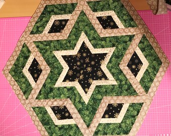 Hexagon-Stern 78 x 68 cm Tischdecke Patchworkstern Weihnachten