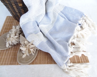 Handwoven Blue Peshtemal,  Bath Towel,Organic,Natural, Eco Friendly ,High Quality Peshtemal