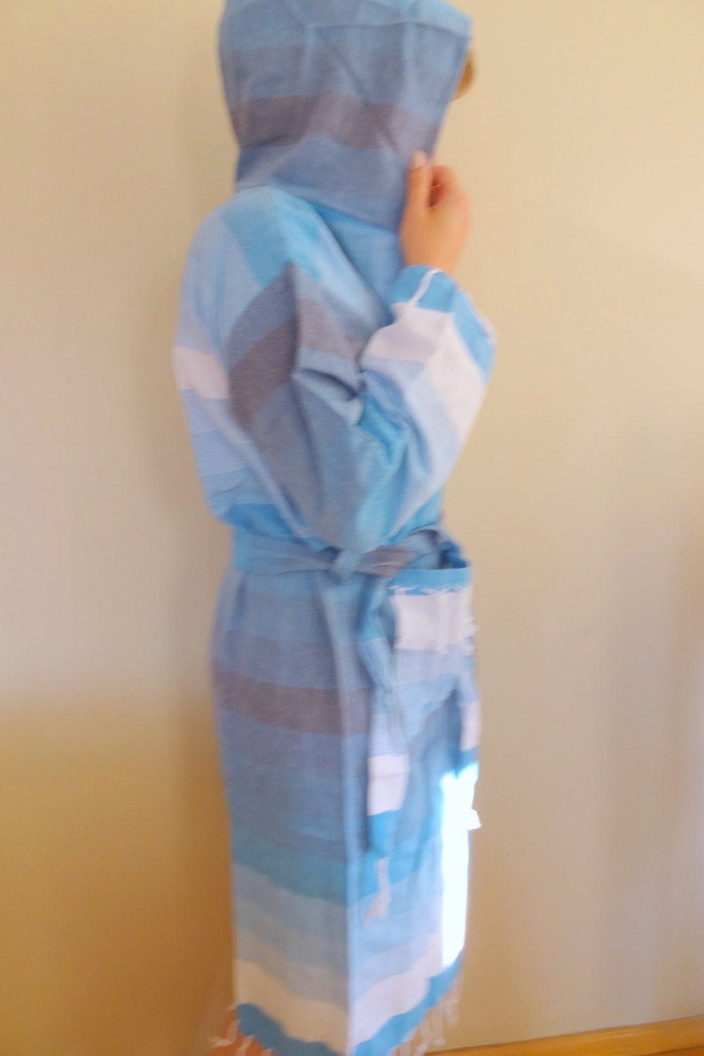 Turkish Unisex Bathrobe Organic Eco Friendly Bathrobe Blue Etsy