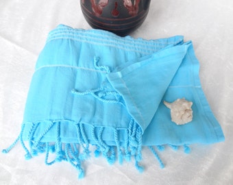 Traditional Turkish  Peshtemal, Turquoise Striped Peshtemal-sauna,spa,fitness,beach towels, Gift for Her