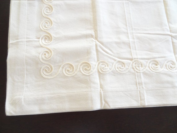 Beige Linen Square Tablecloth: Embroidered Natural Home Decor