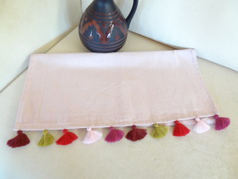 Traditional Turkish Towels Pink Powder Velvet Towel Tassel Etsy