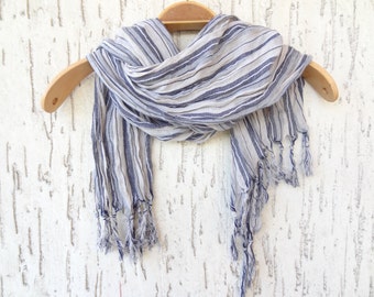 Handwoven infinity scarf,  Grey Stıriped Scarves, Natural,Organic Scarf, Fashion accessories, Women Scarves