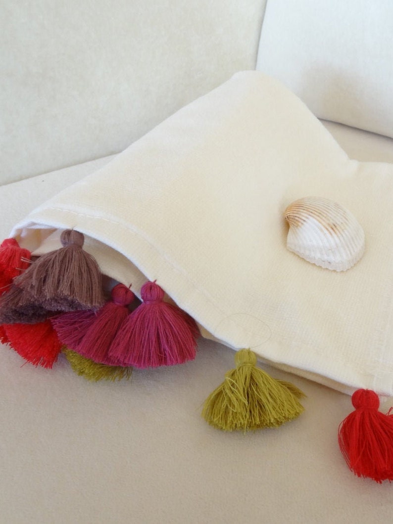 Traditional Turkish Towels Ecru Velvet Towel Tassel Towels Etsy