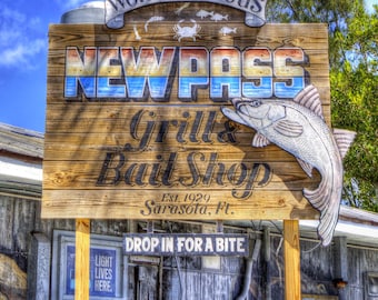 New Pass Grill & Bait Shop – Sarasota Florida Coastal Print