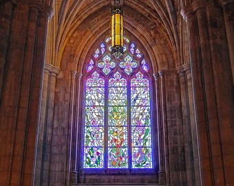 Stained Glass Window Print – Washington National Cathedral Wall Art – Historic Architecture Photography