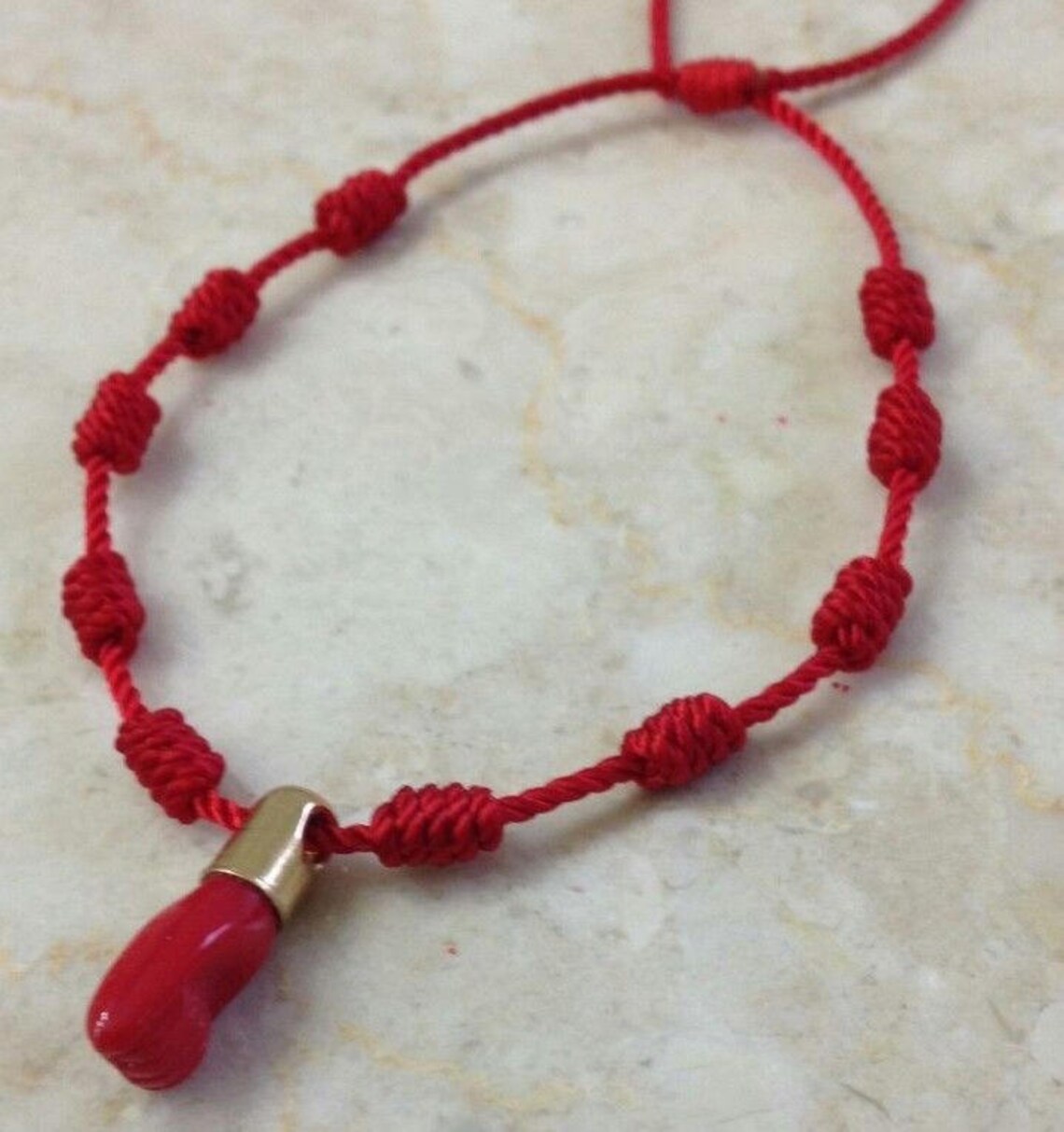 Adult Red Knot Bracelet Good Luck Charm Red Hand Azabachemano Etsy