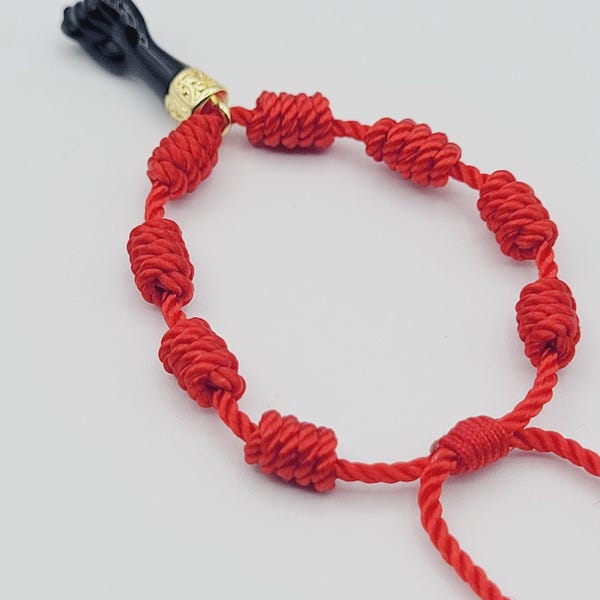 Baby Red Knot Bracelet, Good Luck Charm, Azabache Amulet Protection