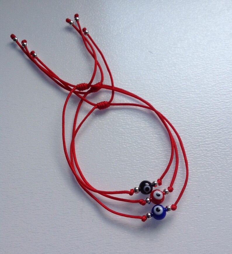 Evil Eye 3 Red String Kabbalah Bracelet Sterling Silver 925 Etsy