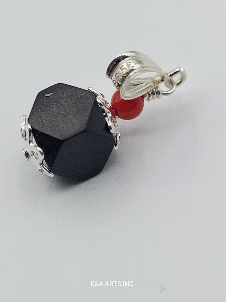 Nuevo Colgante Coral Azabache 8mm en Plata de Ley 925 - Azabache Genuino image 8