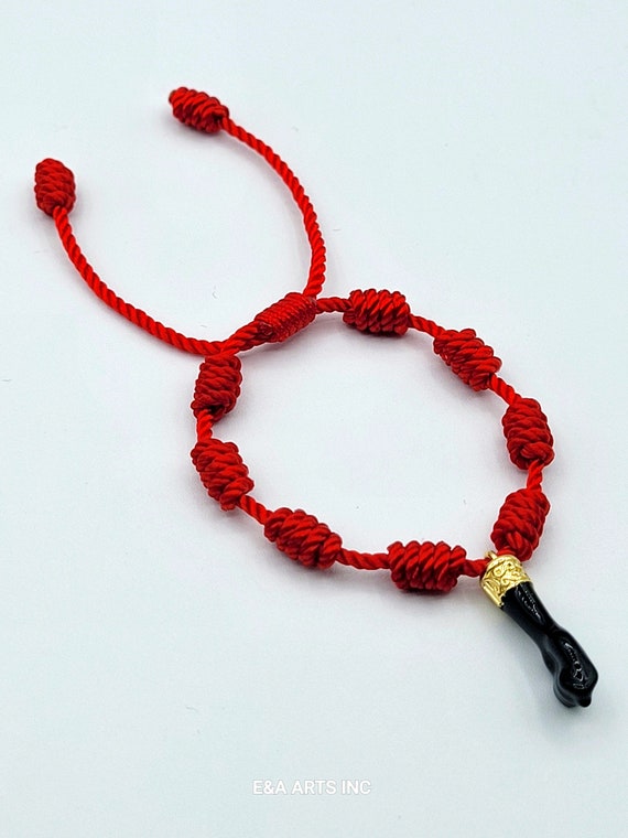 Baby Red Knot Bracelet, Good Luck Charm.black Hand Azabache(mano