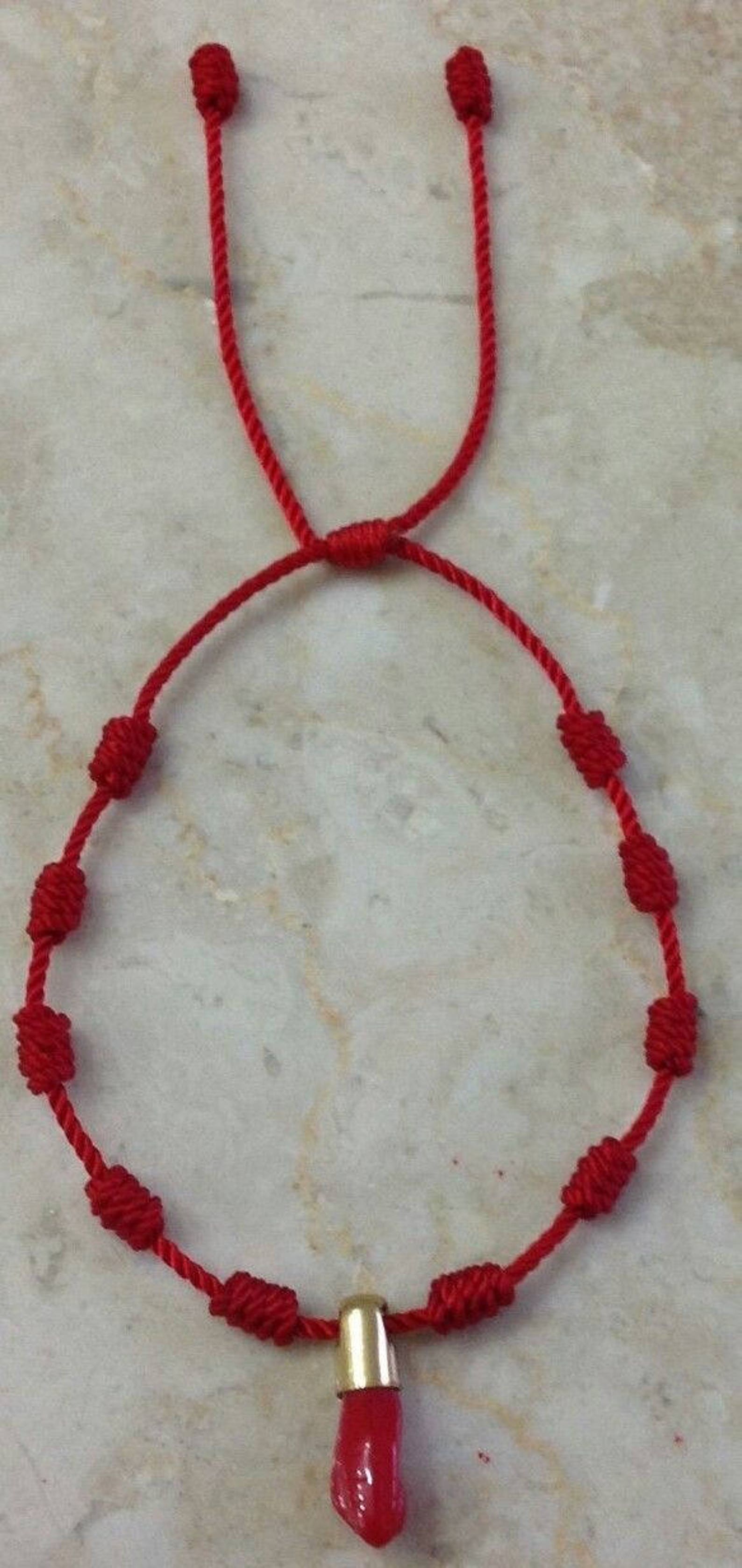 Adult Red Knot Bracelet Good Luck Charm Red Hand Azabachemano Etsy