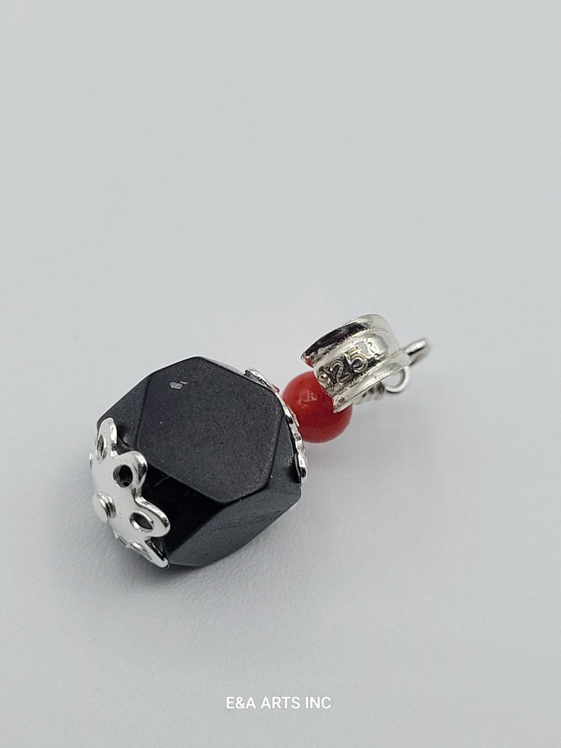 Nuevo Colgante Coral Azabache 8mm en Plata de Ley 925 - Azabache Genuino image 5