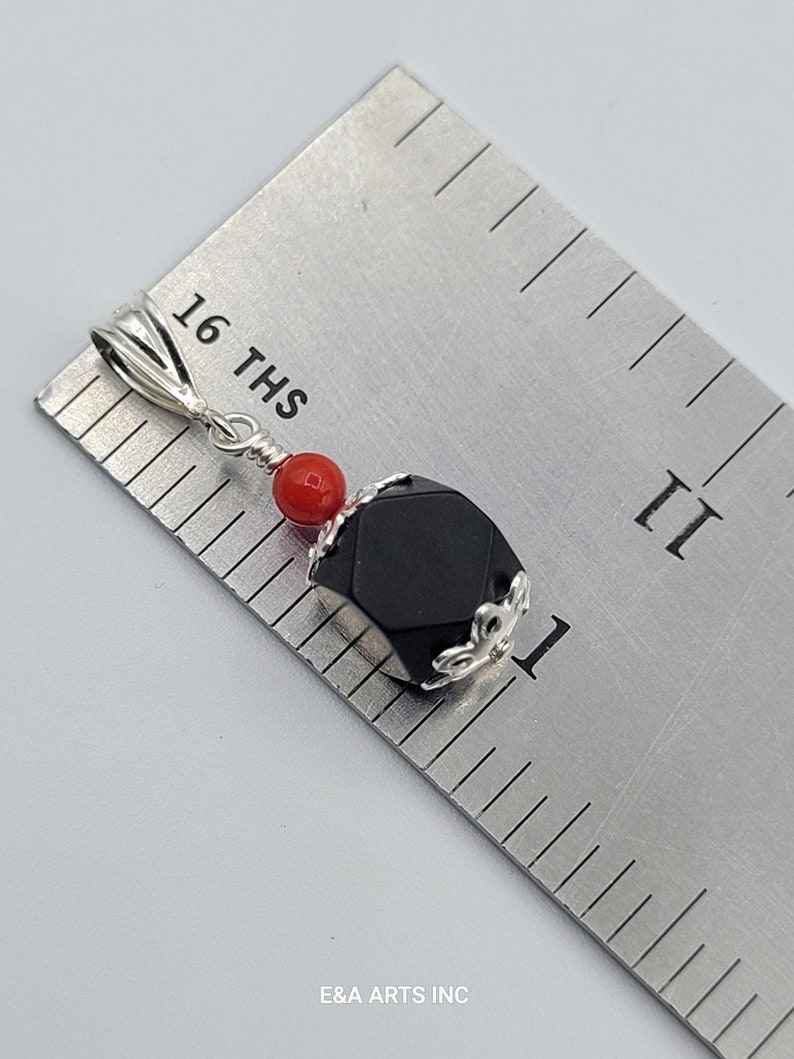 Nuevo Colgante Coral Azabache 8mm en Plata de Ley 925 - Azabache Genuino image 6