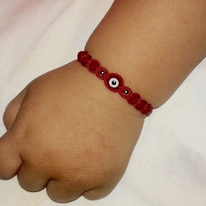 Pulsera de hilo rojo, para bebé y adulto Evil Eye de vidrio rojo, amuleto de buena suerte.