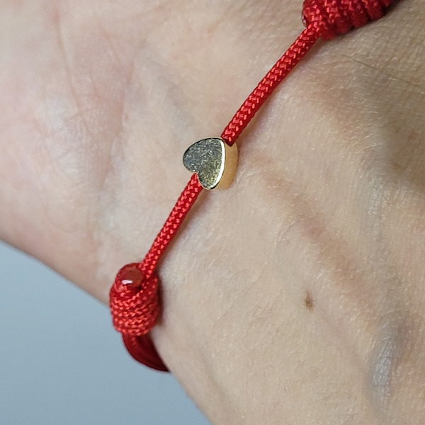 Pulsera de hilo rojo corazón hecho a mano trenzado ajustable cuerda de la suerte mujeres hombres regalo