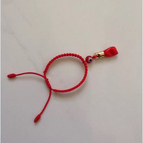 Pulsera de cuerda roja para bebés, mal de ojo rojo, amuleto de buena suerte. (Mano Azabache)