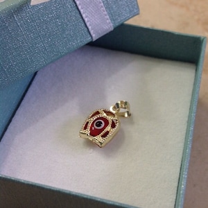 Oro amarillo de 14k altamente pulido Evil Eye Nazar Herradura Lucky Charm Colgante