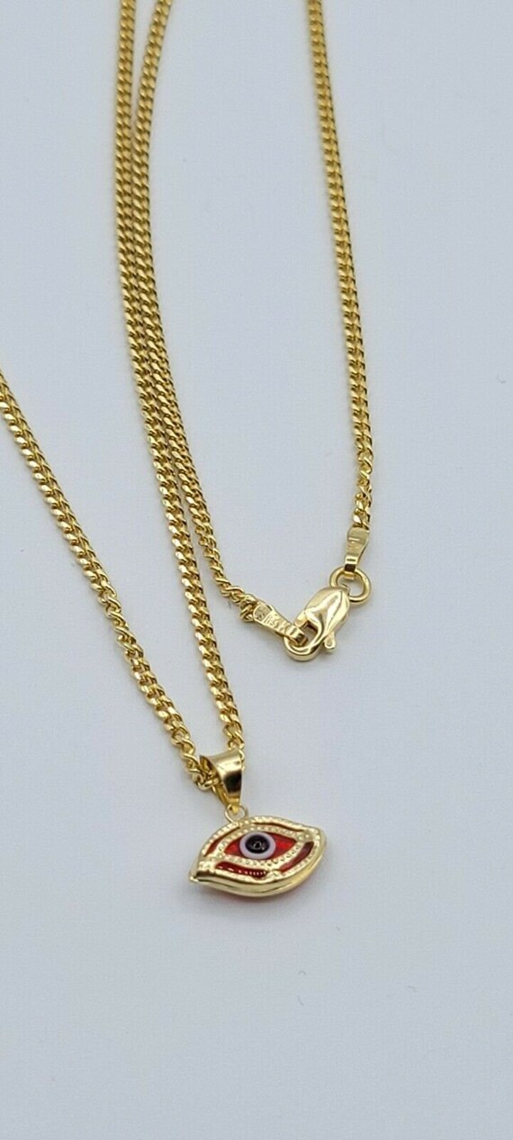14K Solid Gold Evil Eye Anhänger, Rose Gold Evil Eye Halskette