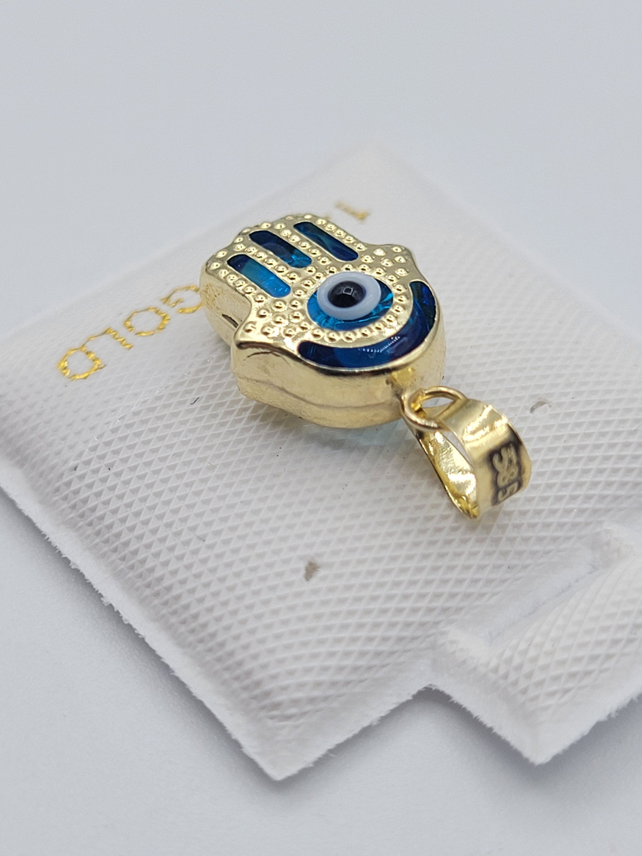 Pendentif Breloque Nazar (Œil Bleu) En Or Jaune 14 Carats - Très Poli - Neuf