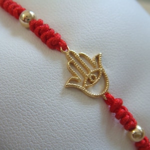 Sterling Silver Hamsa Hand Evil Eye Red Cord Bracelet For Adult.