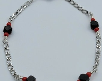 Azabaches 4mm & Coral 2mm Sterling Silver 925 Pulsera Bebé y Adultos Pulso Para Bebe y Adultos