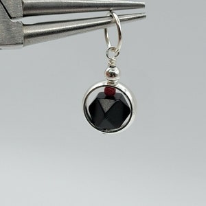 Azabache Tetradecagono Real con Colgante Hilandero de Plata Coral, Nuevo