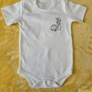 Baby Bodysuit Pollito Gray White Striped Zebra Bodysuit Size 03-06 months