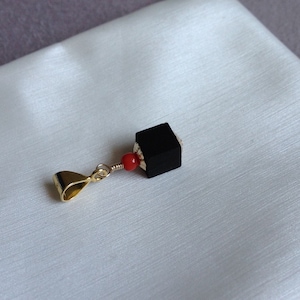 Azabache Coral 925 Gold Filled pendant  - Genuine Azabache