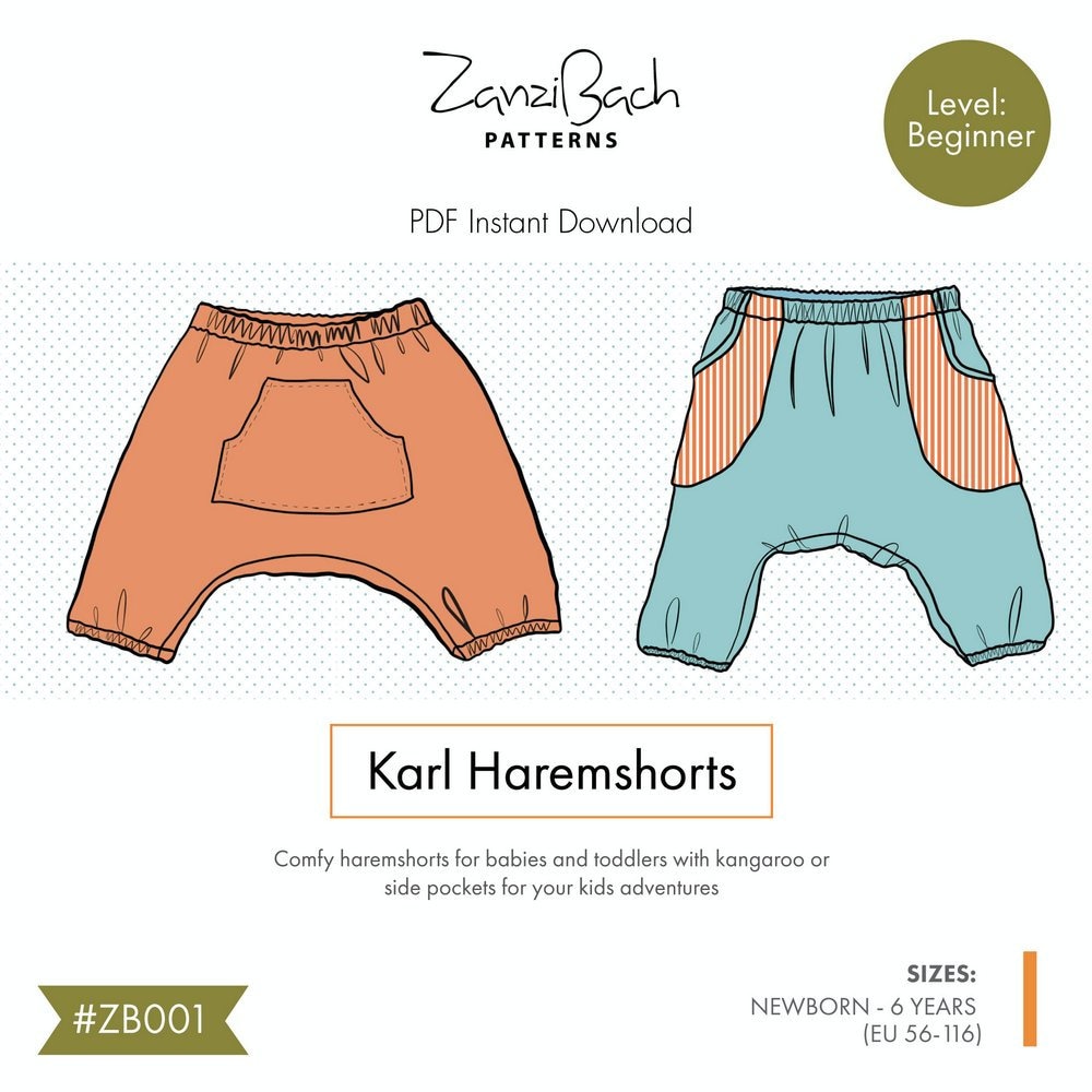Digital Kids Harem Shorts Sewing Pattern PDF Instant Download Etsy