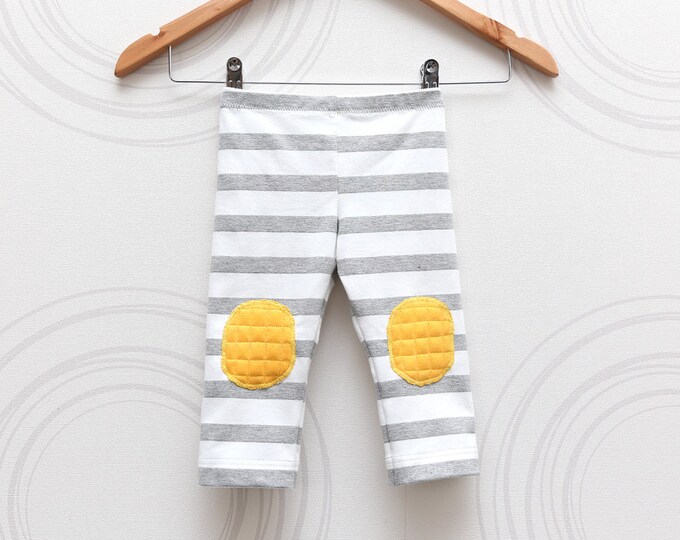 Boys Leggings Stripe Toddler Knee Pad Leggings Grey and White Etsy