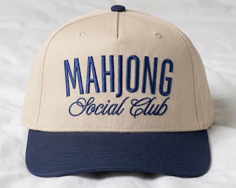 Mahjong Hat | Mahjong Social Club Hat | Mahjong Lover Gift | Mahjong Game Night Two-Tone Cap | Mahjong Girl Club Merch