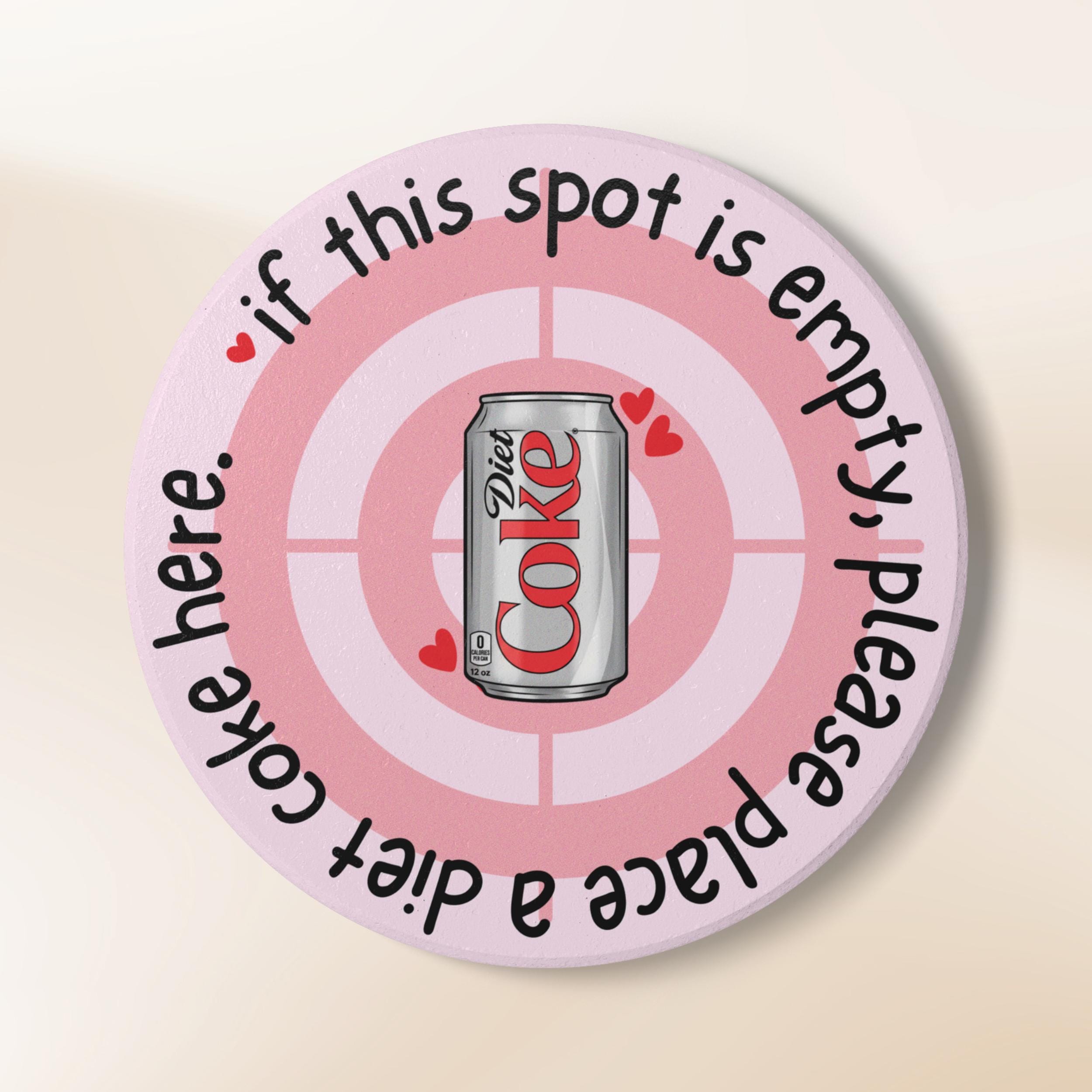 Discover Diet Coke Ceramic Coaster Pink Target Design Soda Illustration